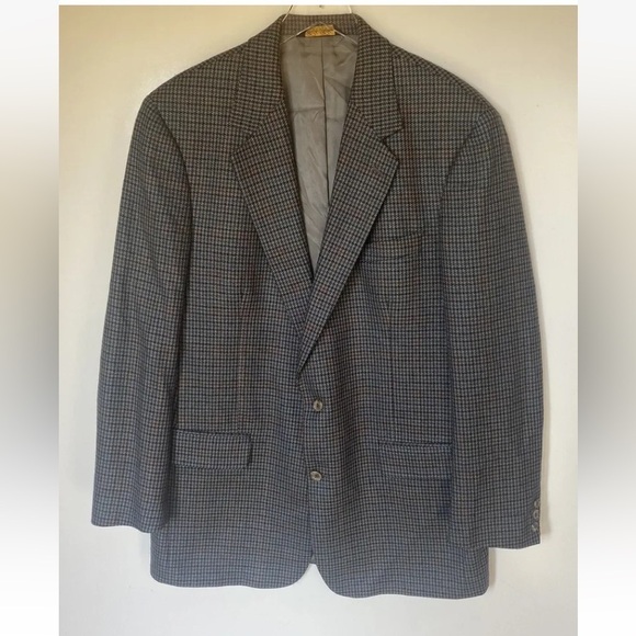Brooks Brothers Mens Houndstooth Blazer Sport Coat Sport Jacket Wool 43L Coats - Picture 1 of 6